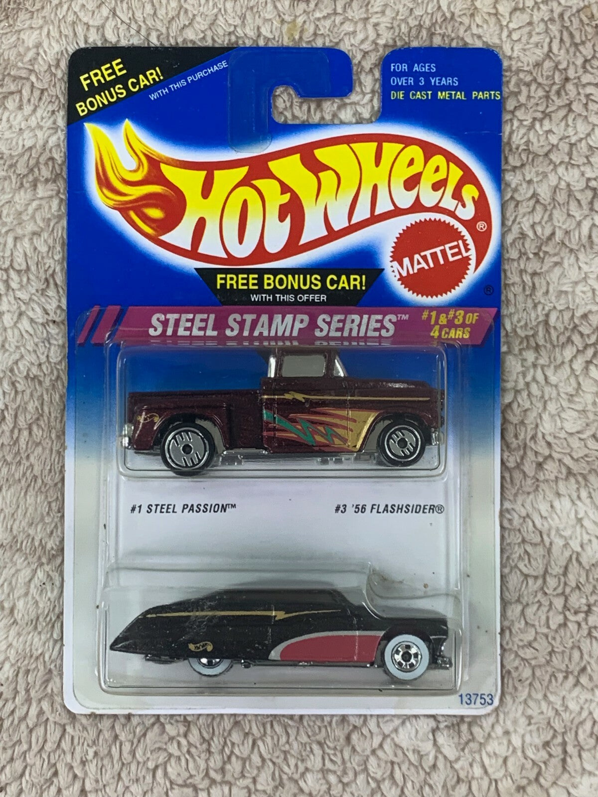 Hot Wheels 1994 Steel Stamp Series Bonus Pack 56 Flashsider & Steel Passion HW05