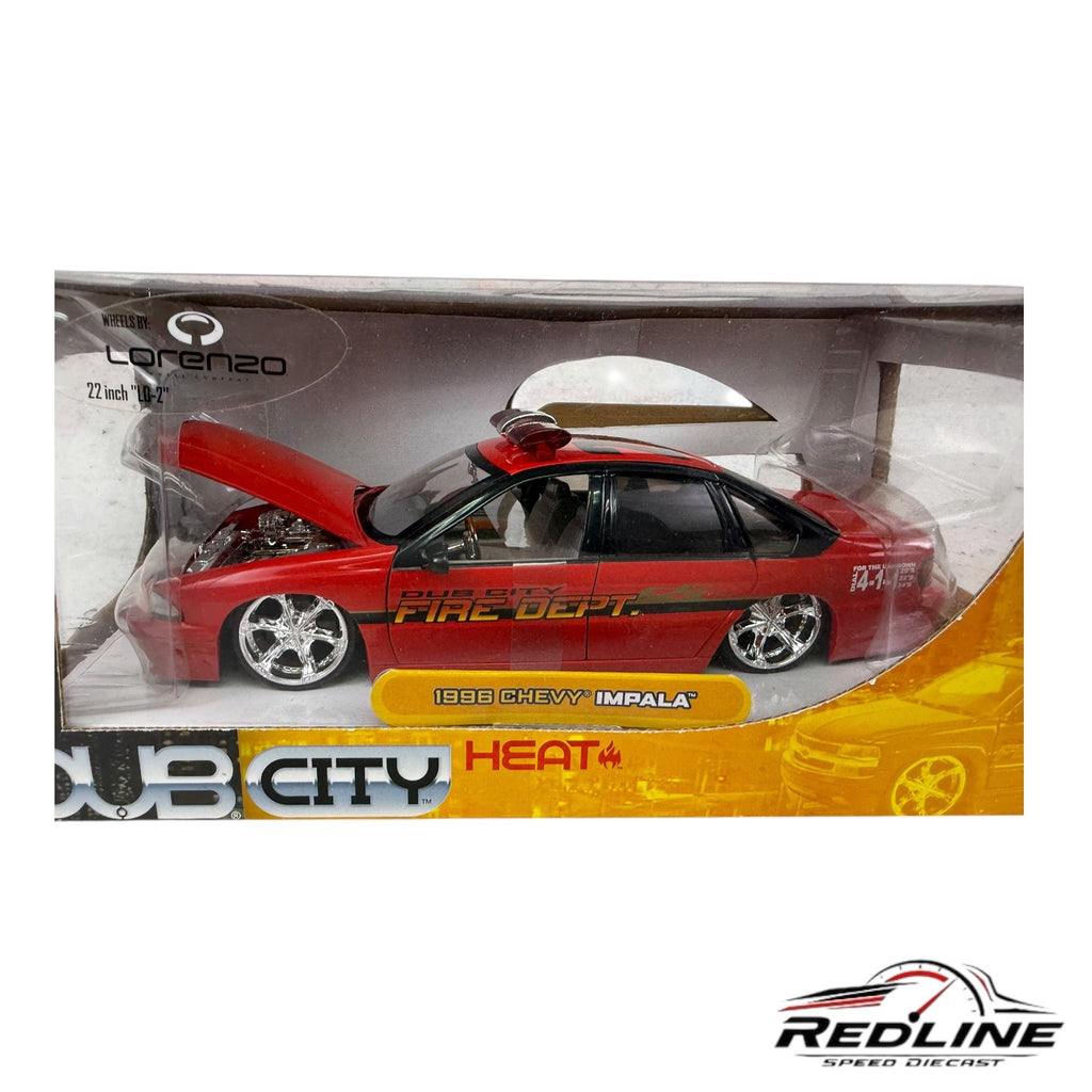 🇺🇸Jada Toy Dub City Heat 1996 Chevy Impala SS Model Fire Dept B1 1:24 B1🇺🇸