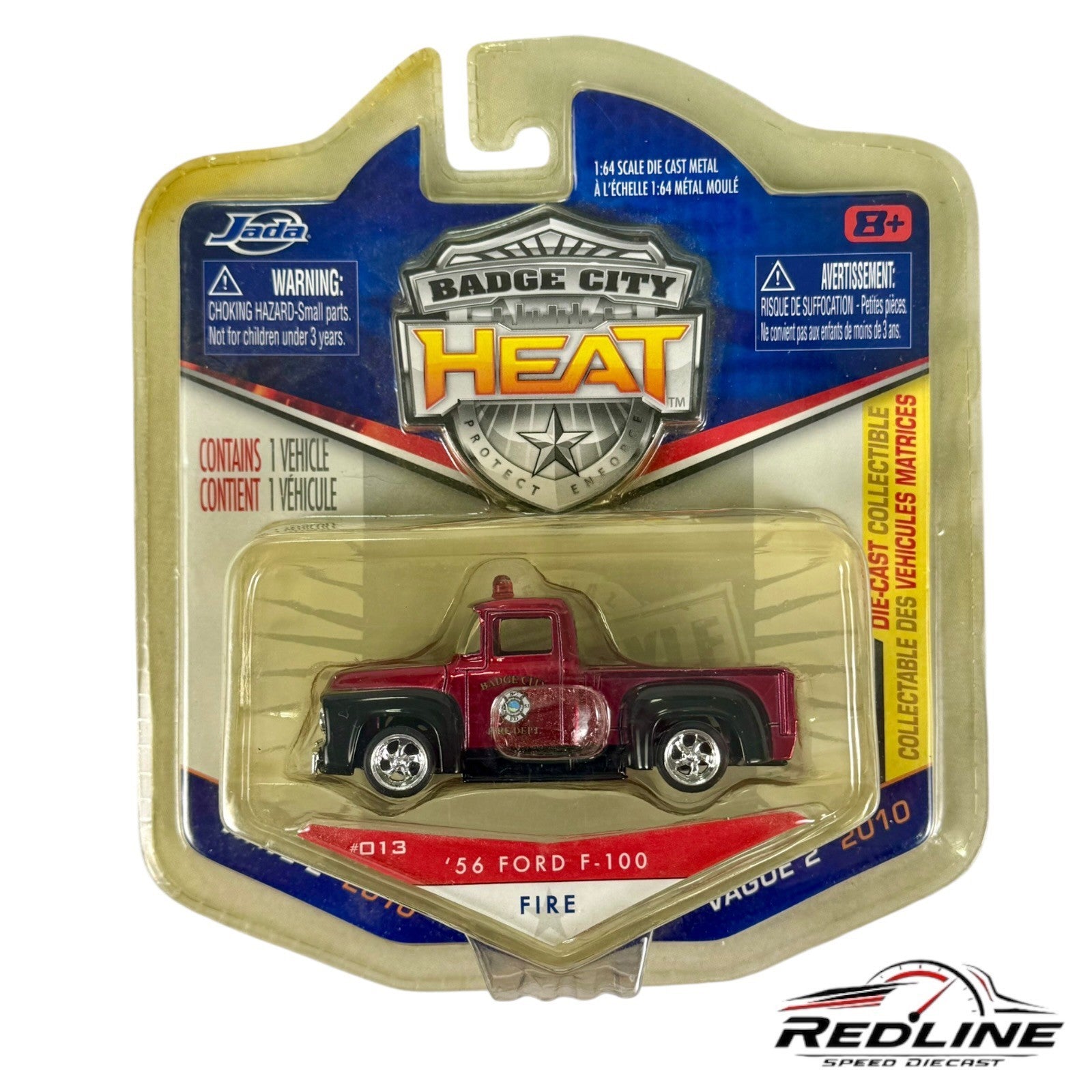 🔥🔥Jada Badge City Heat 1956 Ford F-100 #13 Red Fire Truck H26🔥🔥