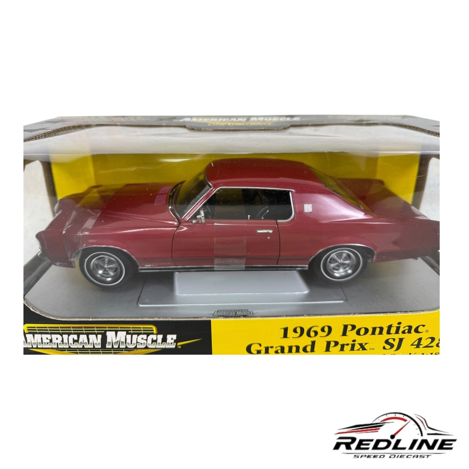 🇺🇸ERTL American Muscle 1969 Pontiac Grand Prix SJ 428 Maroon 1:18 C3🇺🇸