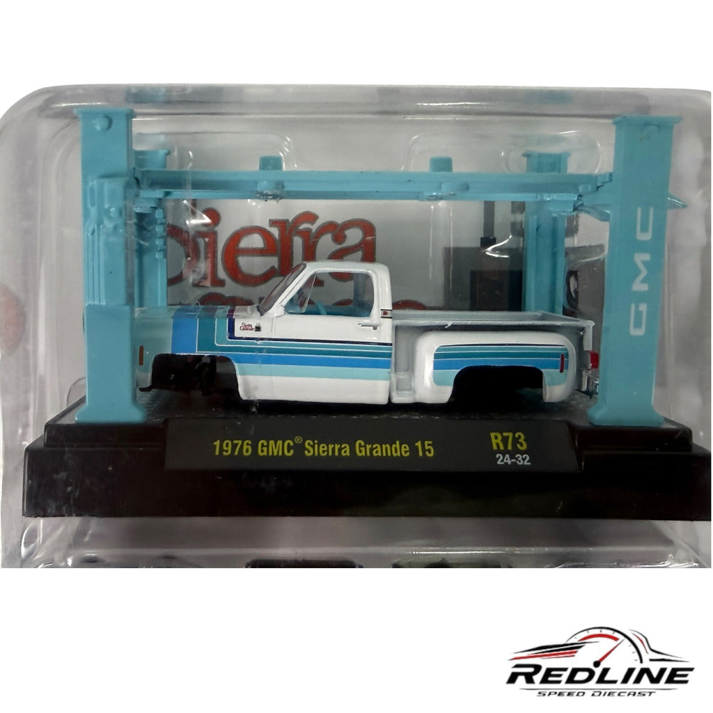 🇺🇸M2 Machines White Blue 1976 GMC Sierra Grande 15 SModel Kit R73 H29🇺🇸