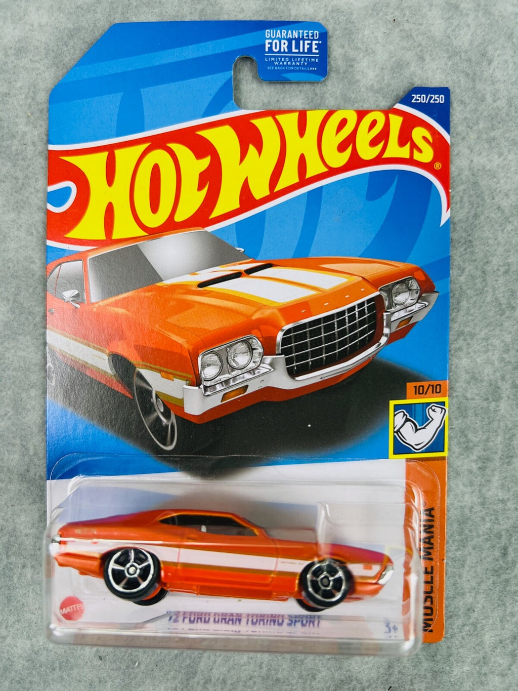 🔥🔥🔥Hot Wheels  Orange '72 Ford Gran Torino Sport Muscle Mania H24🔥🔥🔥