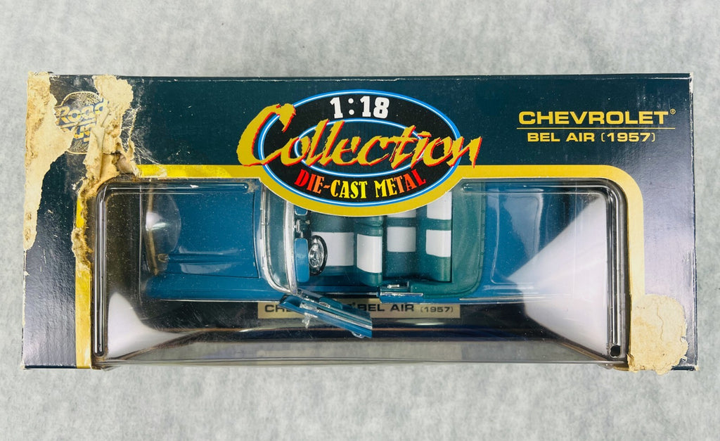 🇺🇸🇺🇸Road Tough 1 1957 Chevrolet BEL AIR Convertible Diecast Blue 1/18🇺🇸🇺
