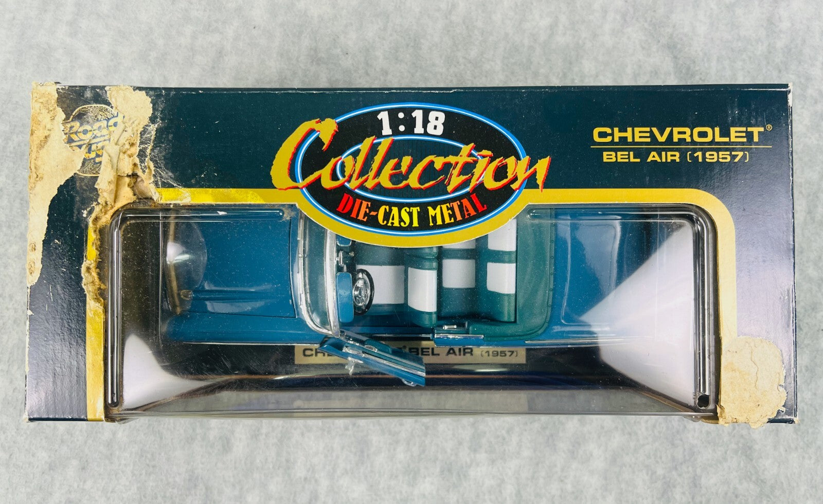 🇺🇸🇺🇸Road Tough 1 1957 Chevrolet BEL AIR Convertible Diecast Blue 1/18🇺🇸🇺