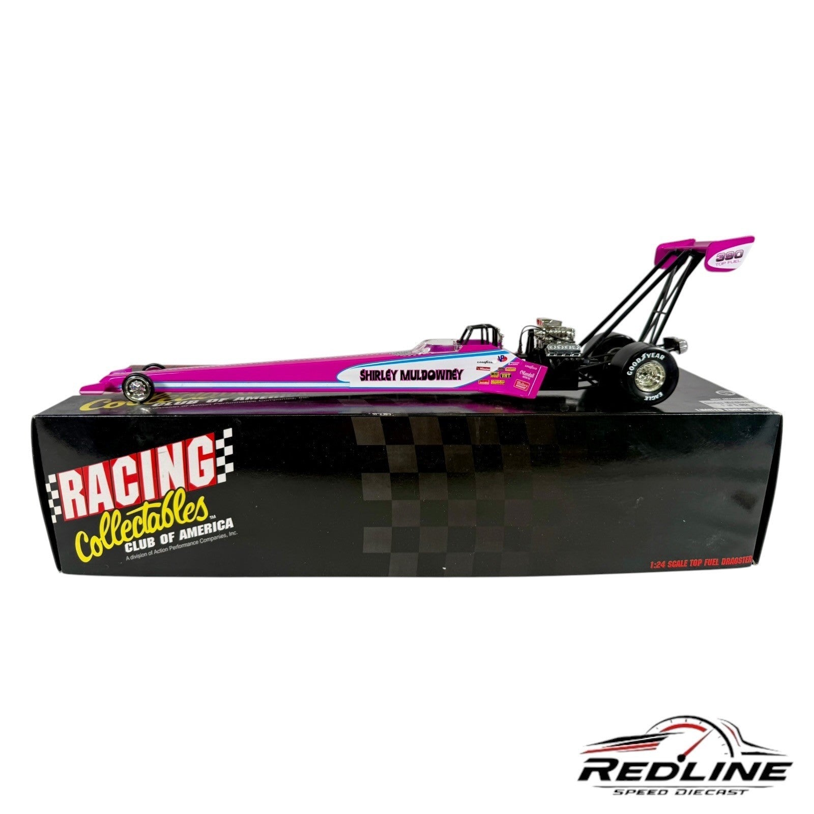🏁ACTION Racing Club Pink SHIRLEY MULDOWNEY 1995 Dragster PINK 1:24🏁
