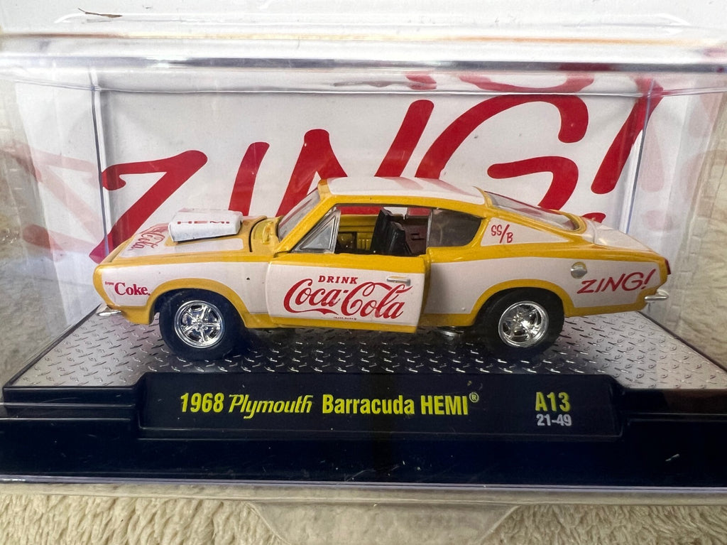 🔥🔥🔥M2 Machines Coca-Cola 1968 Plymouth Barracuda HEMI A13 21-49 HW15🔥🔥🔥