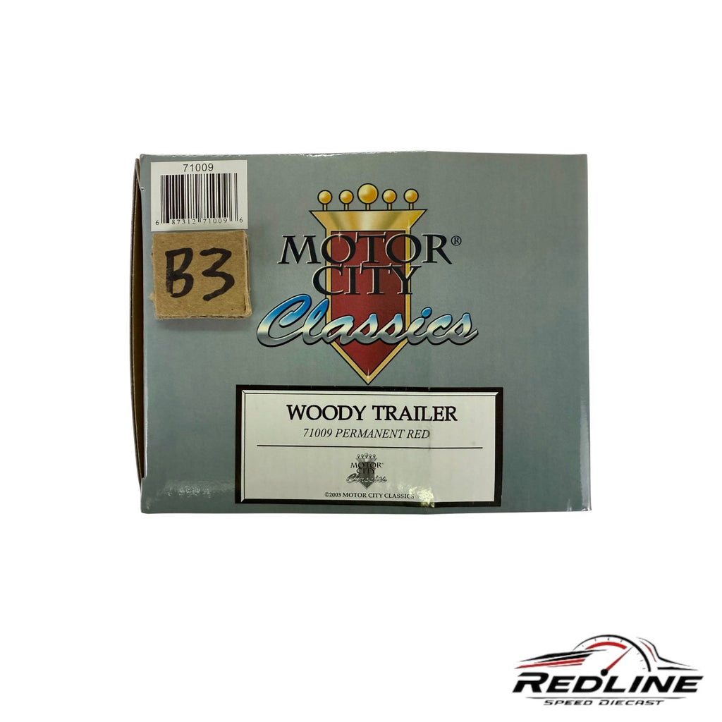 🇺🇸Motor City Classics Woody Trailer 71009 Permanent Red 1:18🇺🇸