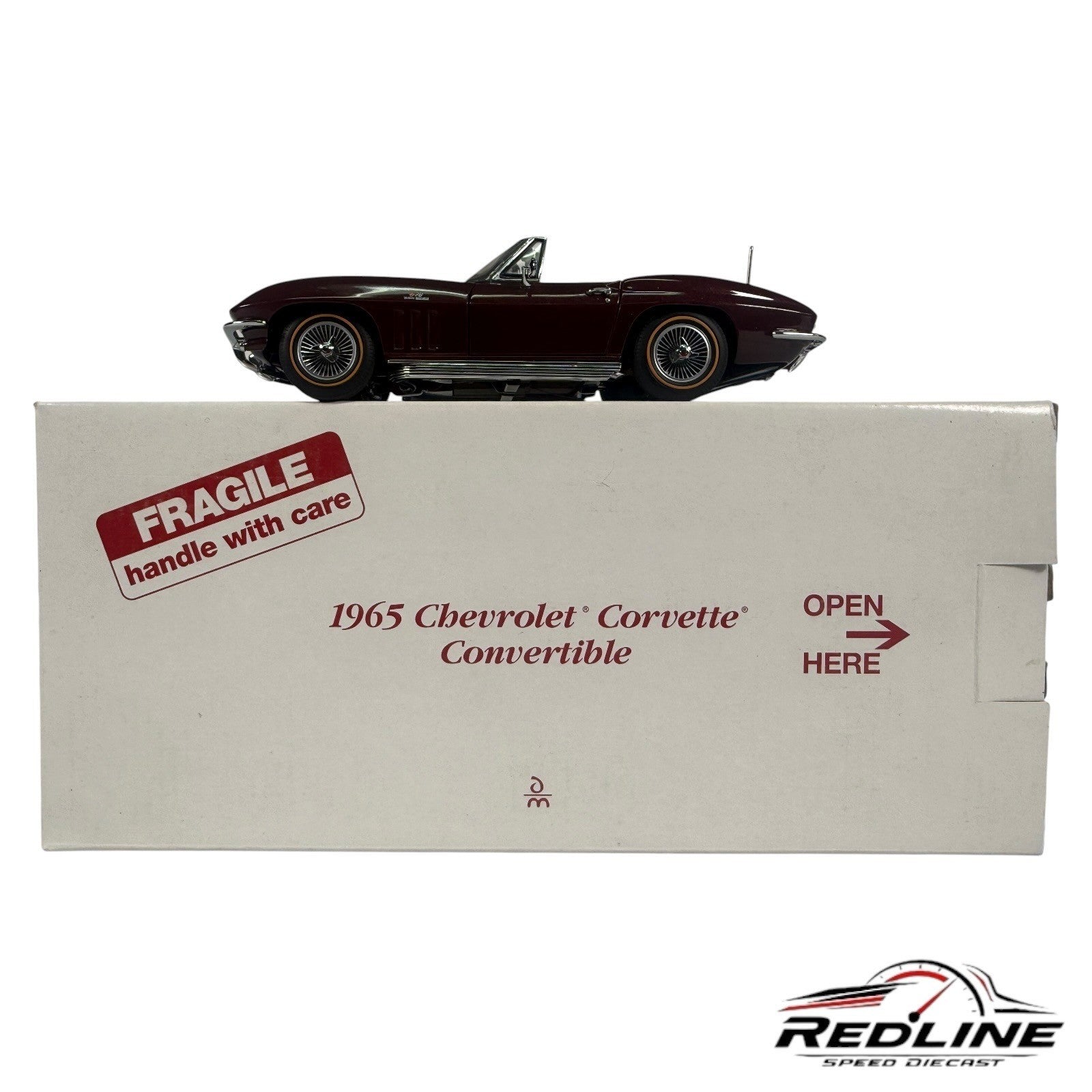 🇺🇸Danbury Mint 1965 Chevrolet Corvette Convertible Milano Maroon 1:24 C2🇺🇸