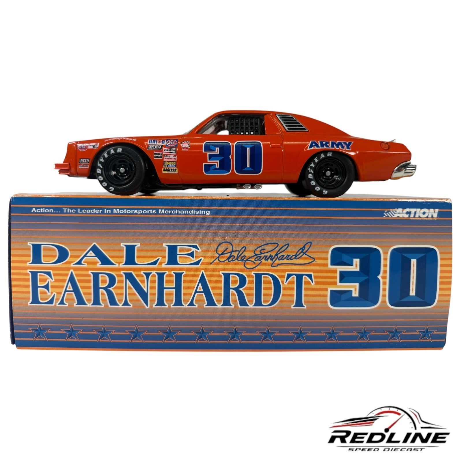 🏁🏁Action Dale Earnhardt 1976 #30 Army 1976 Chevy Malibu 1:24 D1🏁🏁