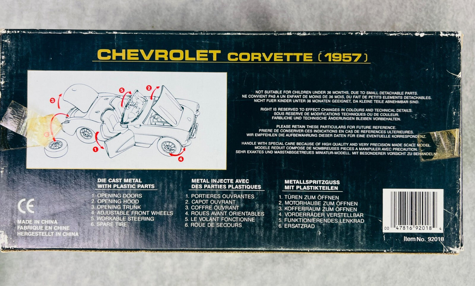 🇺🇸Road Tough 1957 Metal Collection Chevrolet Corvette 1:18 Diecast Car🇺🇸
