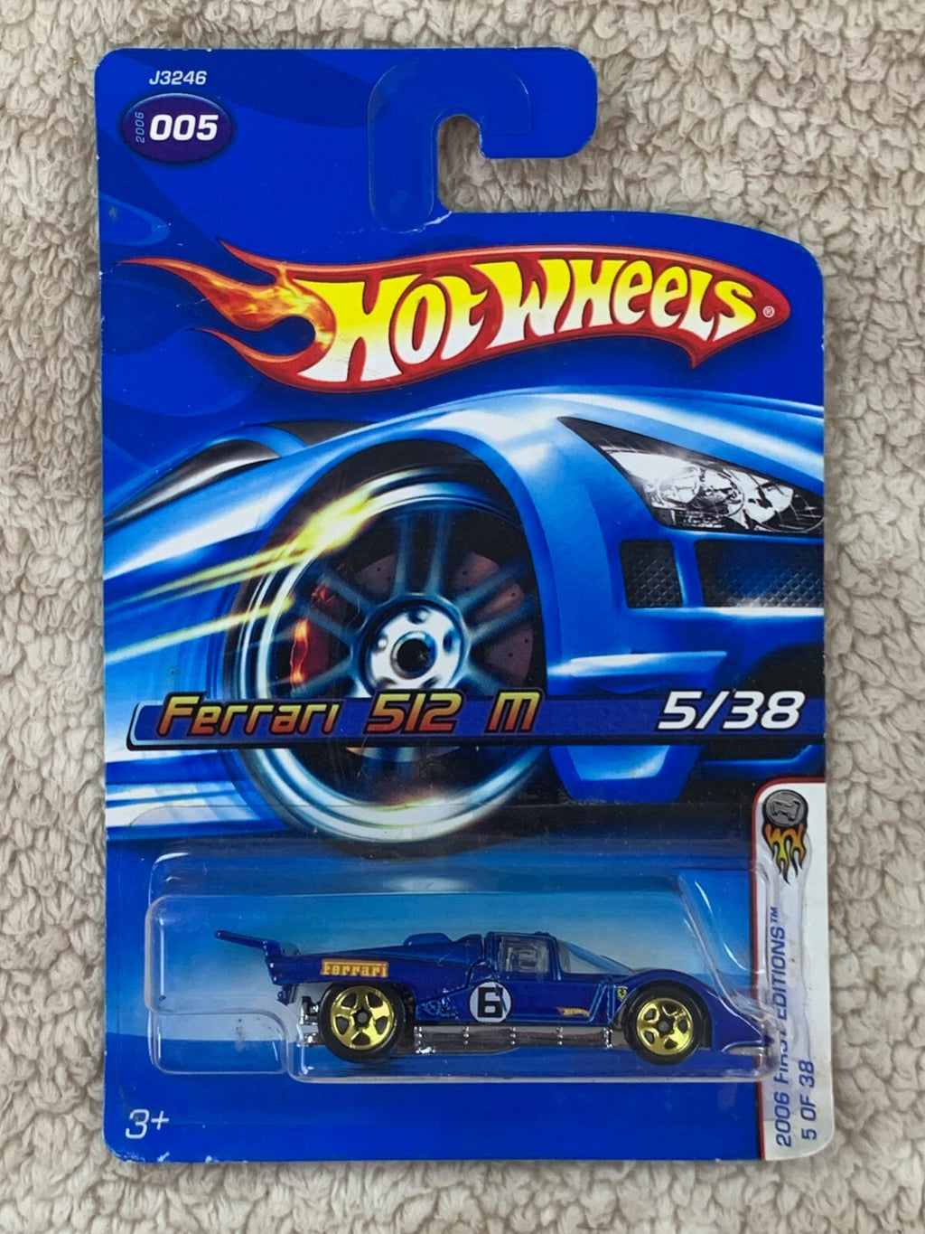 ******HOT WHEELS 2006 FIRST EDITIONS FERRARI 512 M BLUE CARDED 5 OF 38 HW05*****