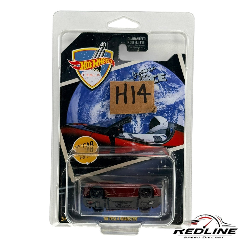 🔥🔥Hot Wheels 08 Tesla Roadster Greetings From Space Red H14🔥🔥