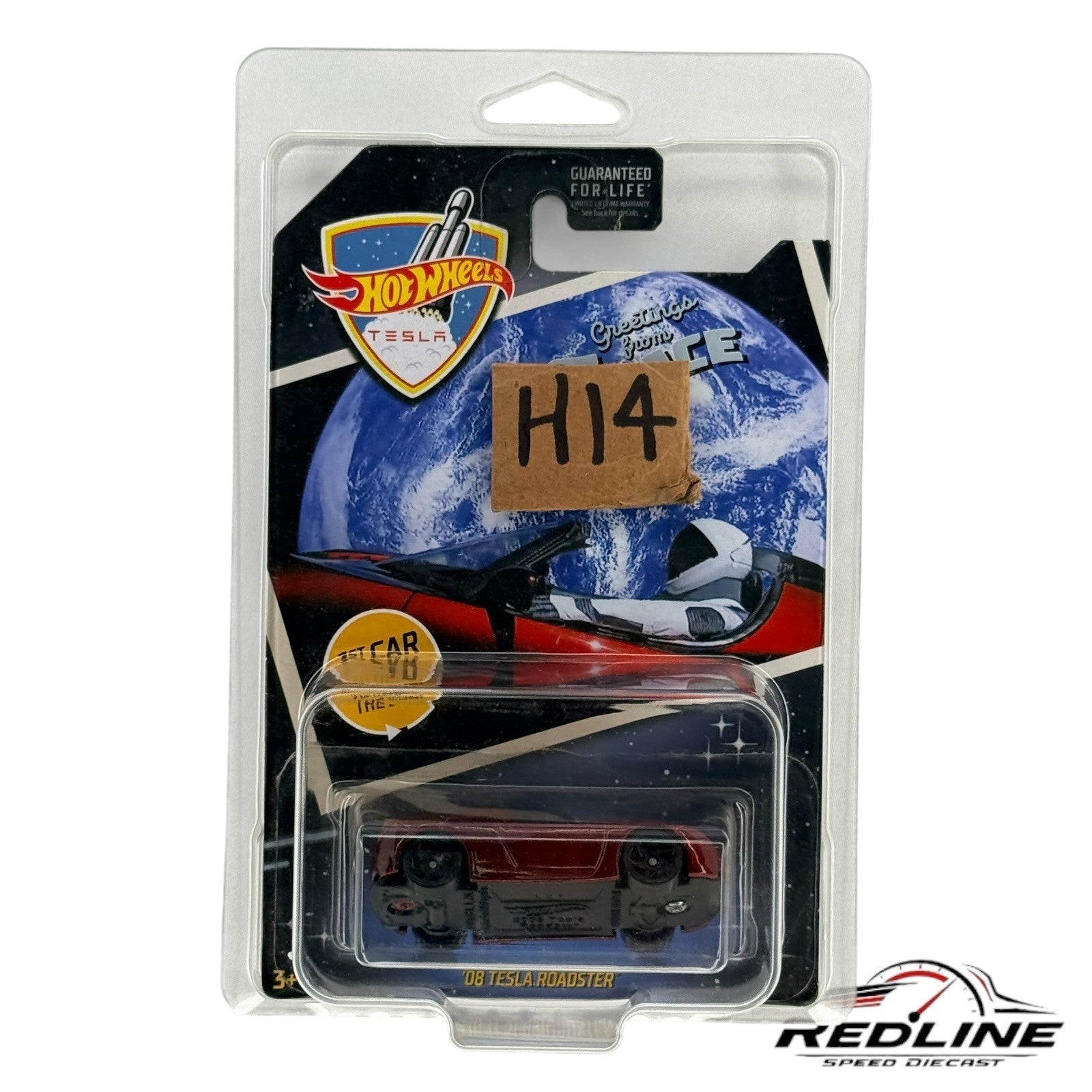 🔥🔥Hot Wheels 08 Tesla Roadster Greetings From Space Red H14🔥🔥