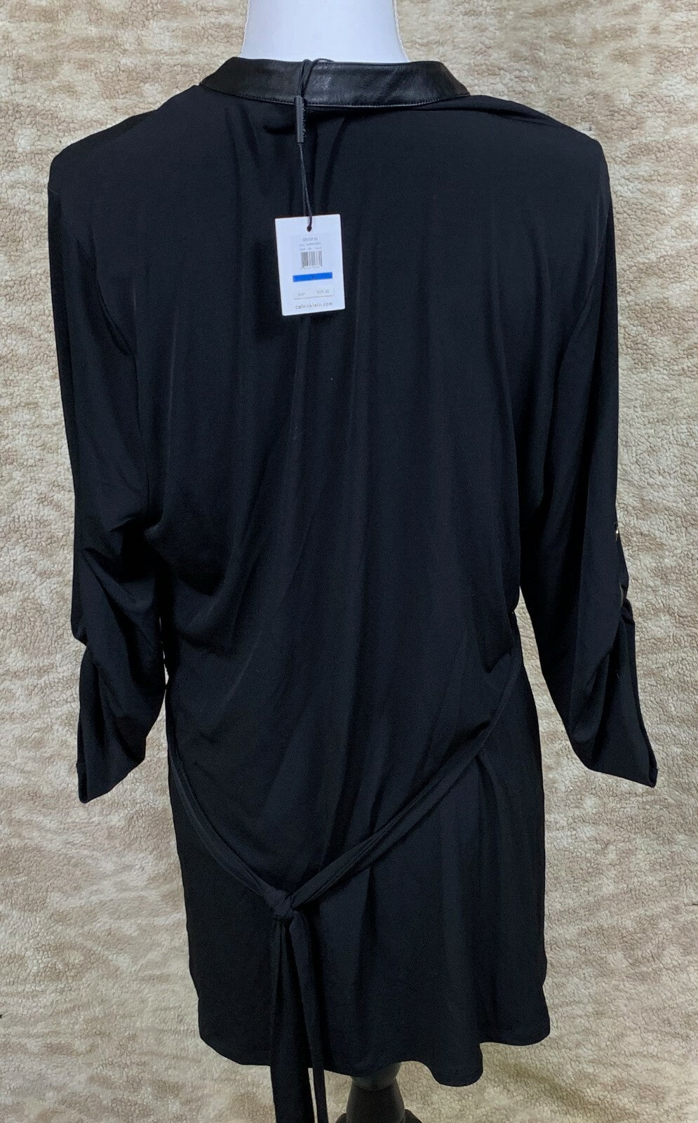 CALVIN KLEIN Women Beautiful Black Button Down Dress Size XL New With Tags