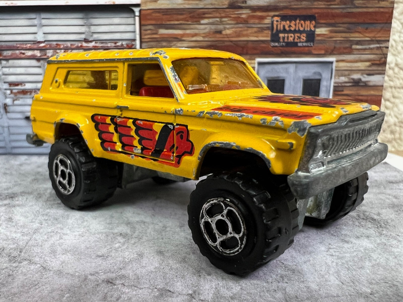 1984 Majorette Jeep Cherokee Big Chief 4x4 No 236 Red Interior & Dog Variant C1