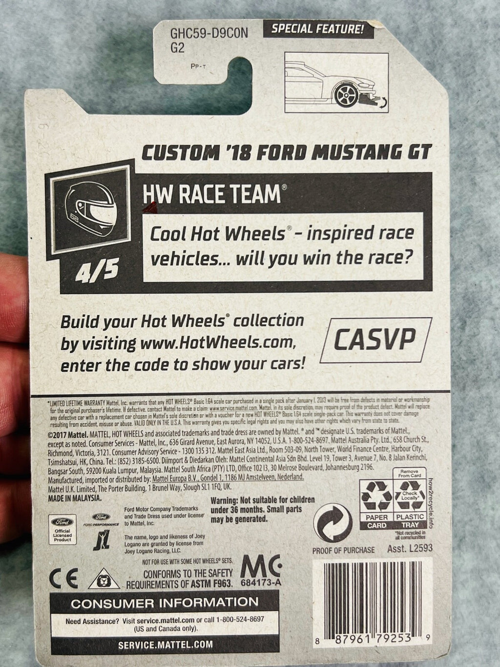 🐎🐎🐎Hot Wheels Custom ‘18 Ford Mustang GT HW RACE DAY H25🐎🐎🐎