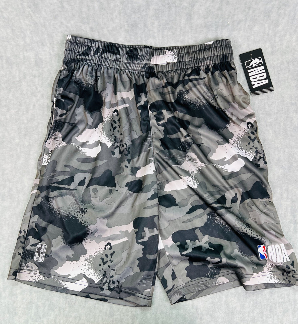NBA Camouflage Shorts Size Medium (32-34” Waist) Camo Gray Drawstring Shorts