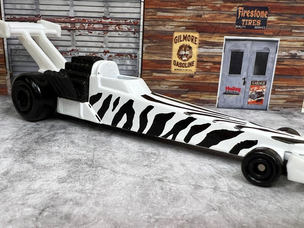 🏁🏁🏁1993 McDonald's Happy Meal Toy Mattel Hot Wheels Zebra Dragster C8🏁🏁🏁