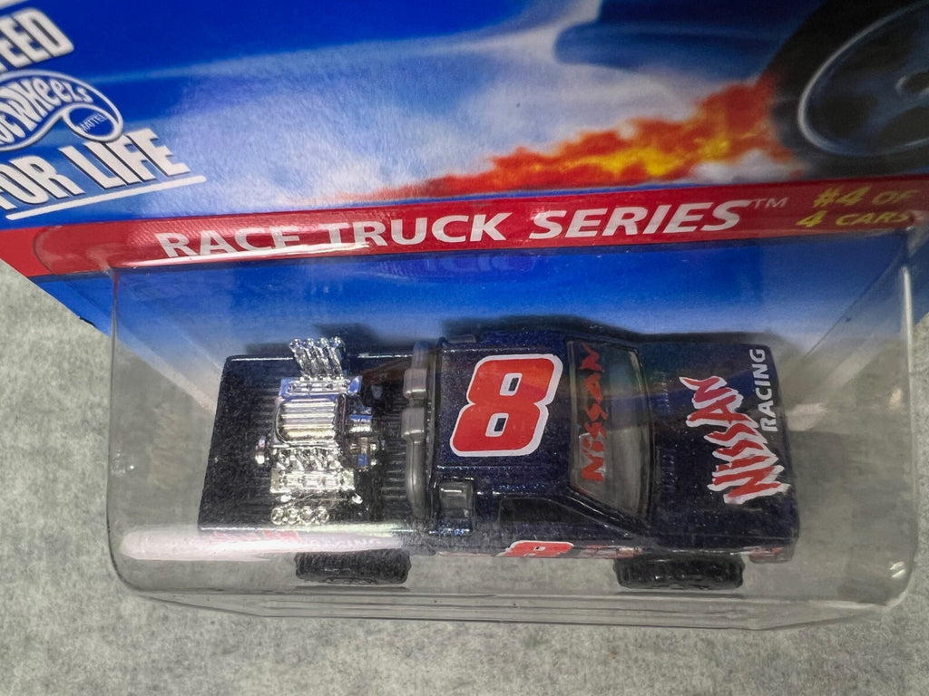 🔥🔥🔥Hot Wheels 1995 Nissan Truck # 383 Blue 4/4 RACE TRUCK SERIES HW21🔥🔥🔥