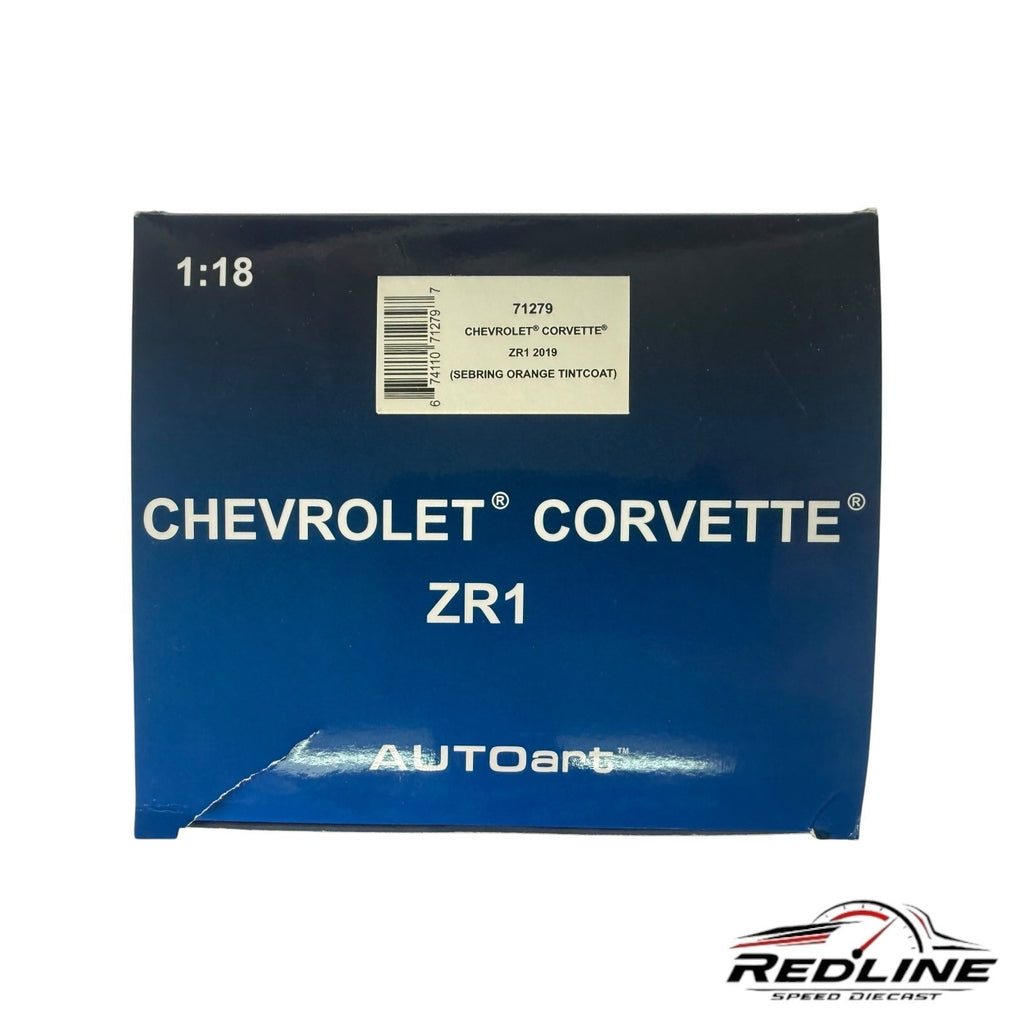🇺🇸AUTOART 2019 Chevrolet Corvette C7 ZR1 Sebring OrangeM Carbon Top 1/18 C3