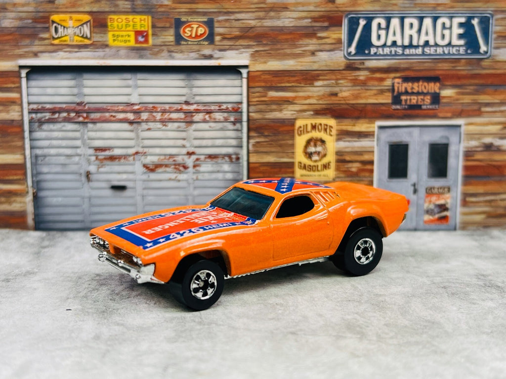 🇺🇸Hot Wheels Dodge Dixie Challenger Orange Blackwall 1970Hong Kong C8🇺🇸