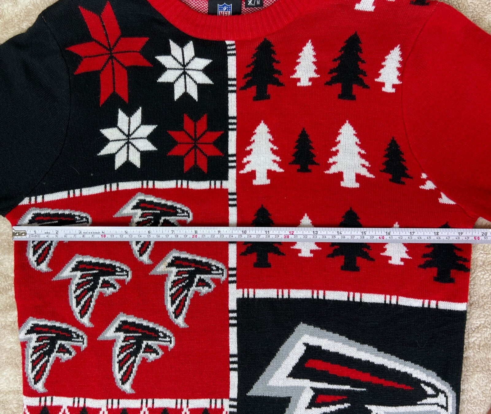 🏈Atlanta Falcons Nfl Team Apparel Mens Ugly Christmas Pullover Sweater Red M🏈