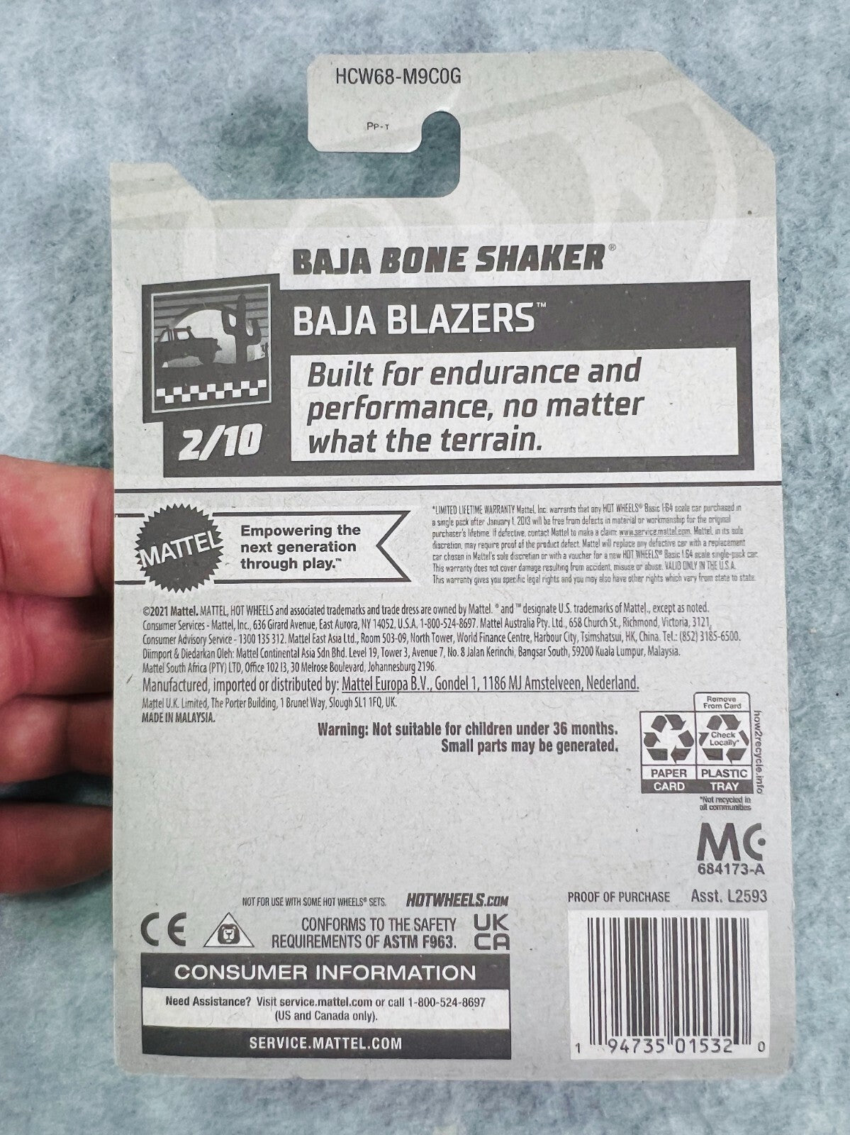 🔥🔥Hot Wheels Blue Baja Bone Shaker #3, Hot Wheels Baja Blazers 2/10 H25🔥🔥