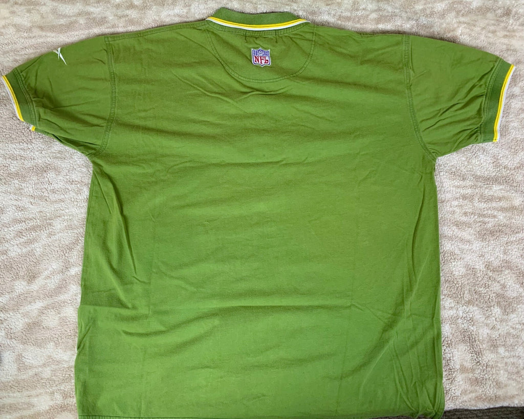 VTG Green Bay Packers Reebok NFL Proline Embroidered Polo Golf Shirt XL Green