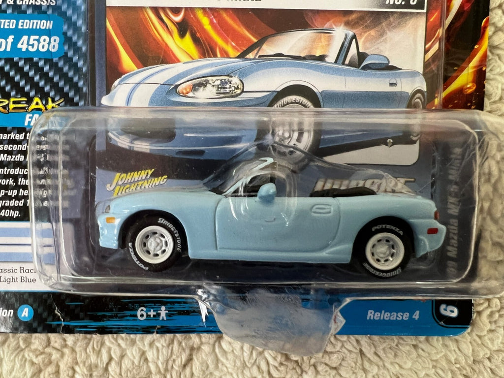 🎌Johnny Lightning Import Heat 1999 Mazda MX5 Miata 1:64 Light Blue HW17🎌