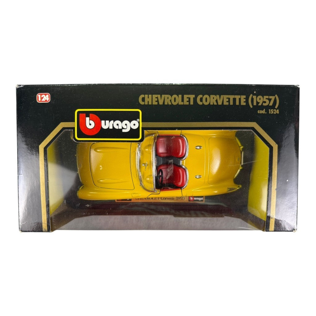 🇺🇸🇺🇸Burago 1957 Chevrolet Corvette Yellow & Red Boxed🇺🇸🇺🇸