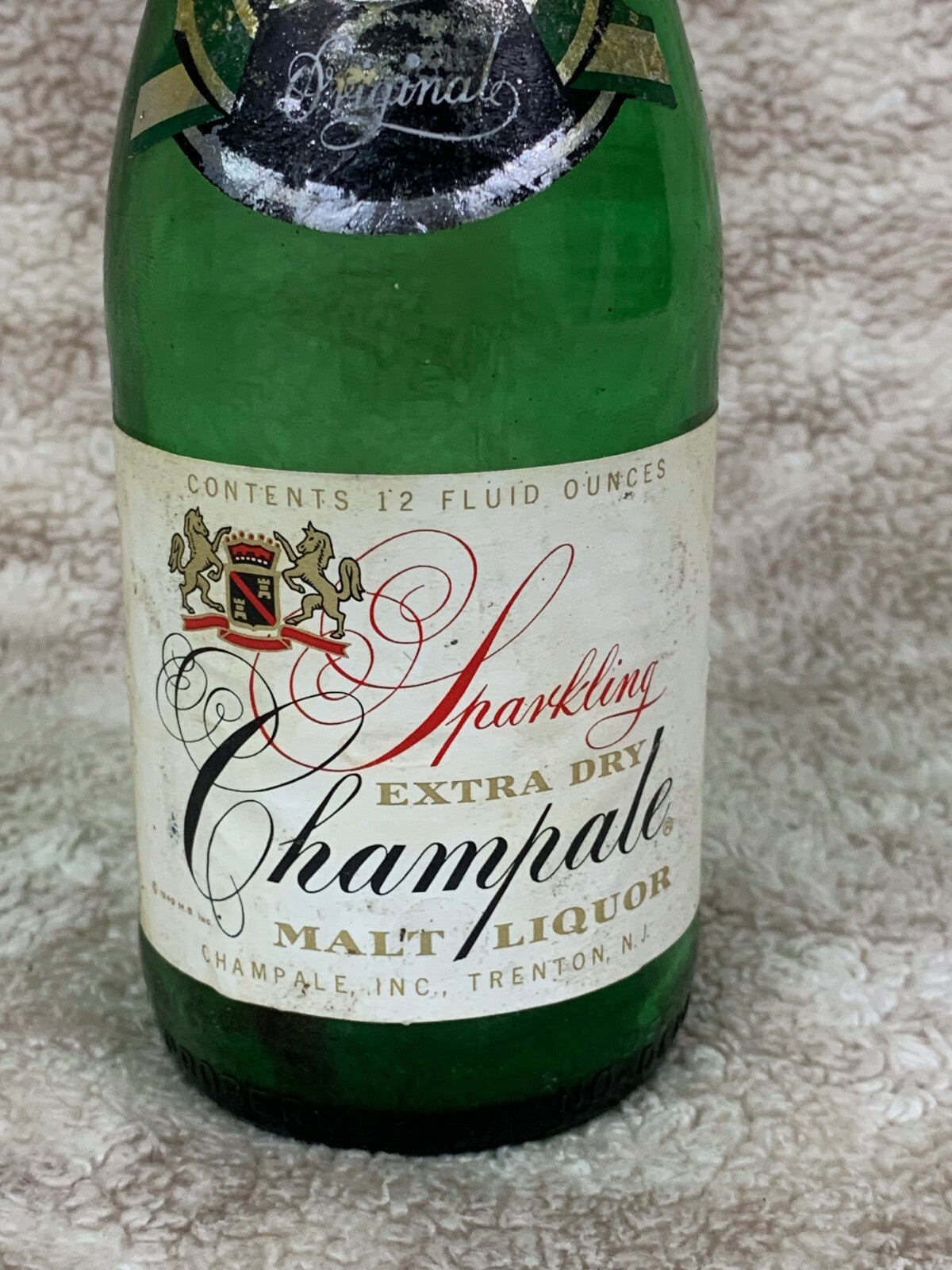 🥃🥃Sparkling Extra Dry Chample Malt Liquor Glass Bottle Empty Barware BB02🥃🥃
