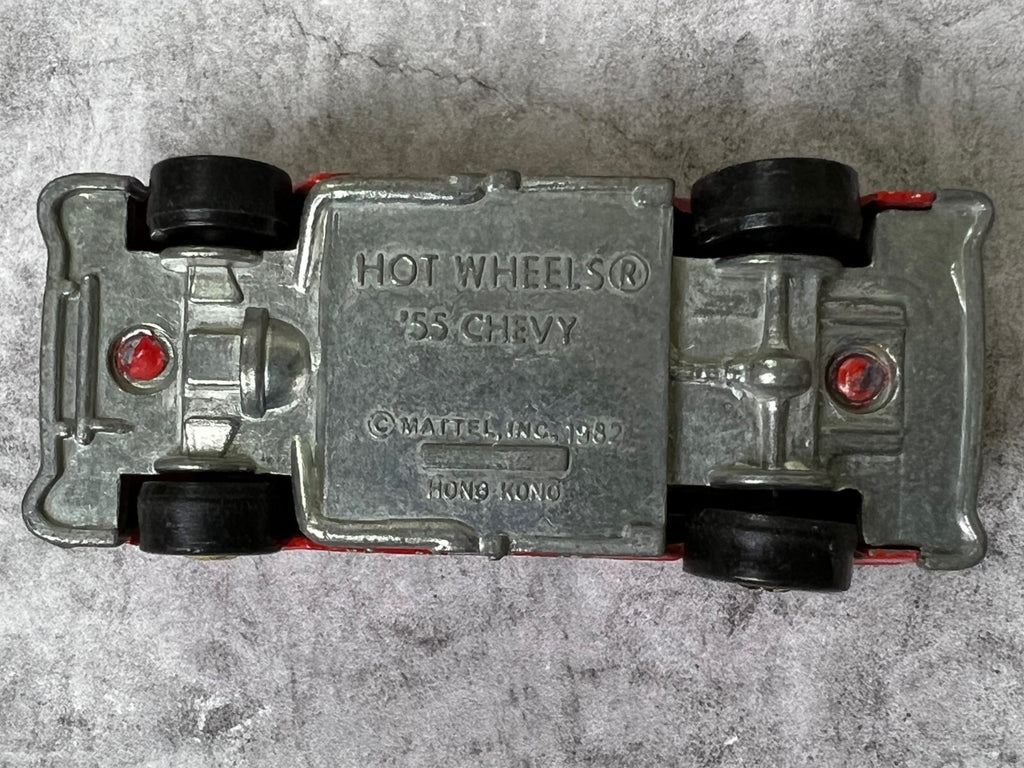 🔥Vintage Hot Wheels Hot Ones ‘55 Chevy Fever 1982 Hong Kong Red W/ Flames C3🔥