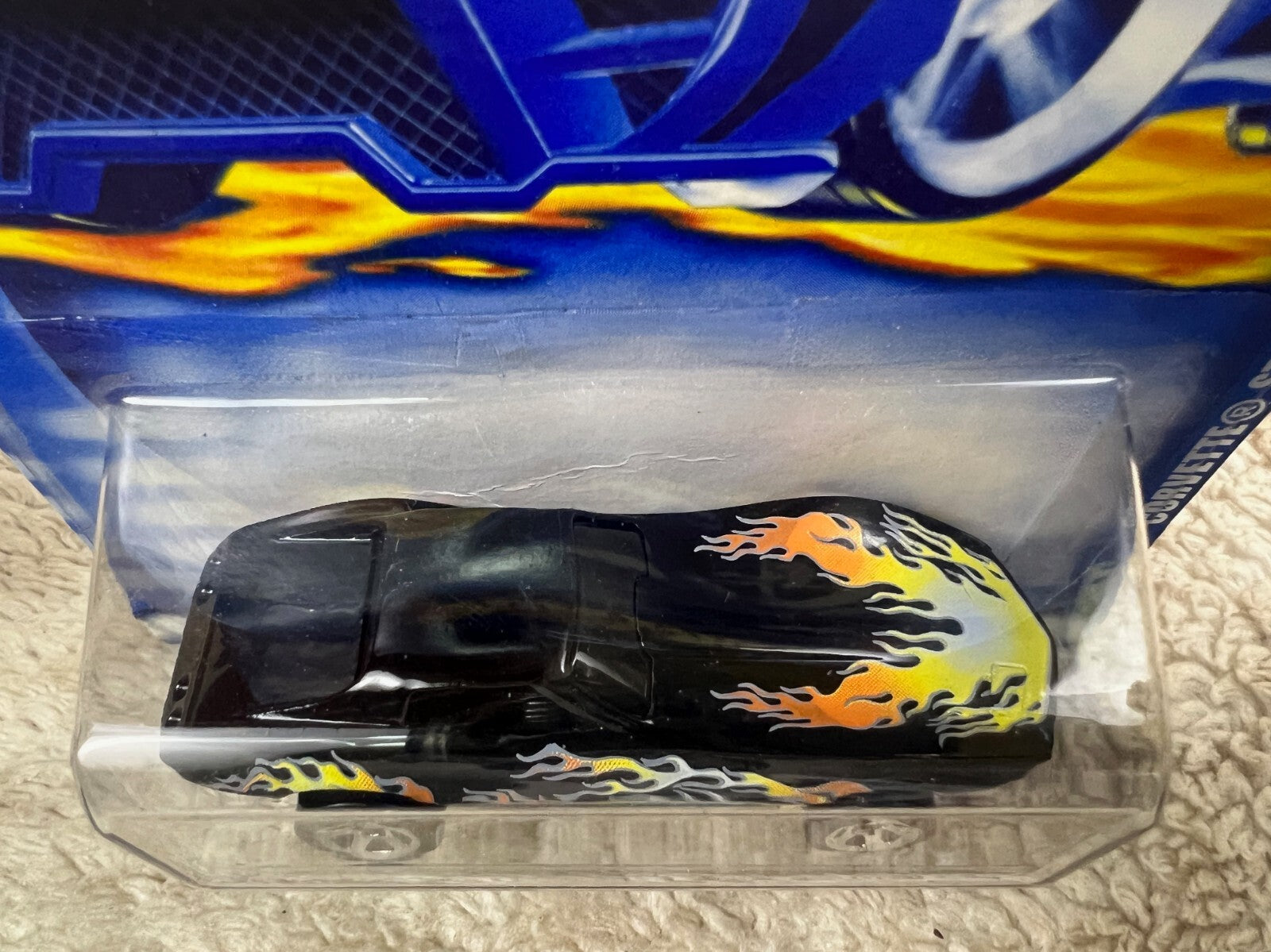 🔥🔥🔥2001 Hot Wheels Collector #135 CORVETTE STINGRAY Black W/Flames HW19🔥🔥🔥