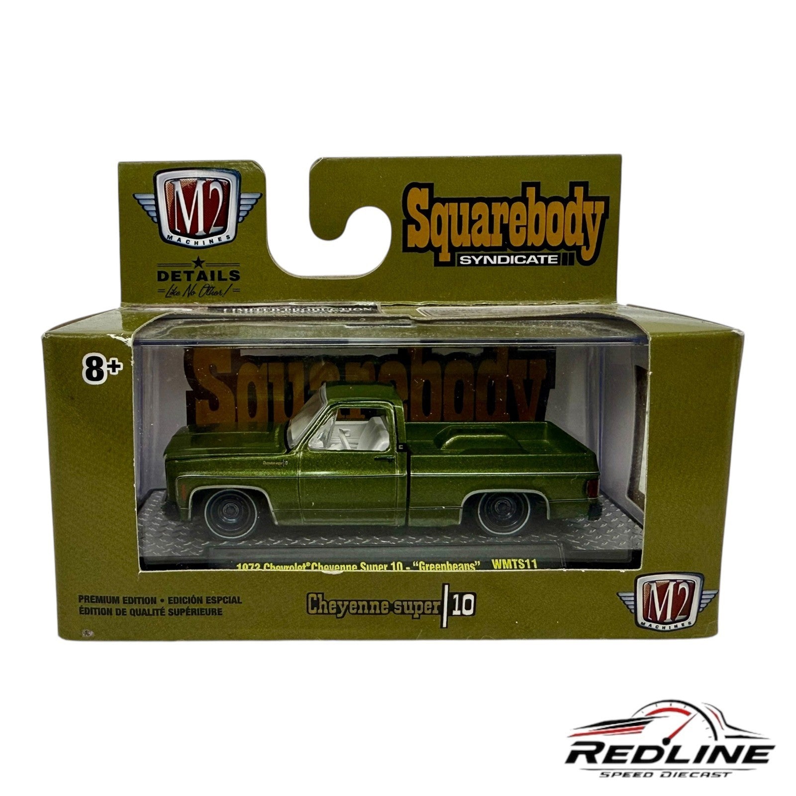 M2 Machine Squarebody Syndicate ‘73 Chevy Cheyenne Super 10 Greenbeans CHASE H2