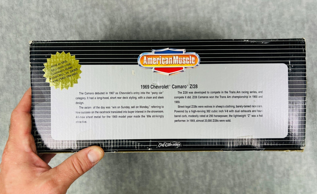 🇺🇸Ertl American Muscle 1969 Camaro Z-28 Black Diecast 1:18 Scale 1 of 1500🇺🇸