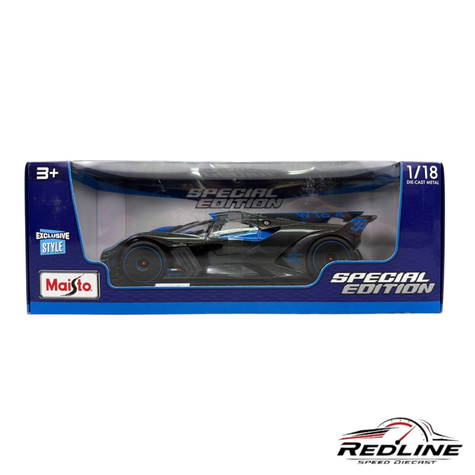 🇫🇷🇫🇷Maisto Special Edition Bugatti Bolide Blue & Black 1:18🇫🇷🇫🇷