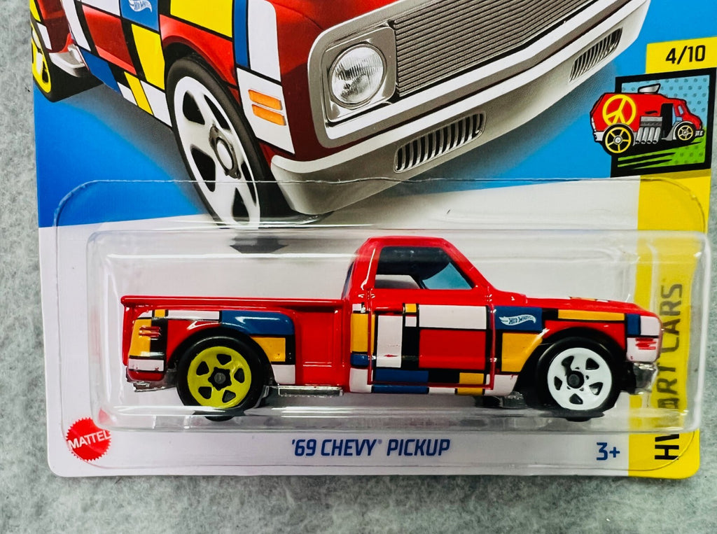 🔥🔥🔥Hot Wheels '69 Chevy Pickup Red 108/250 2022 HW Art Cars H25🔥🔥🔥