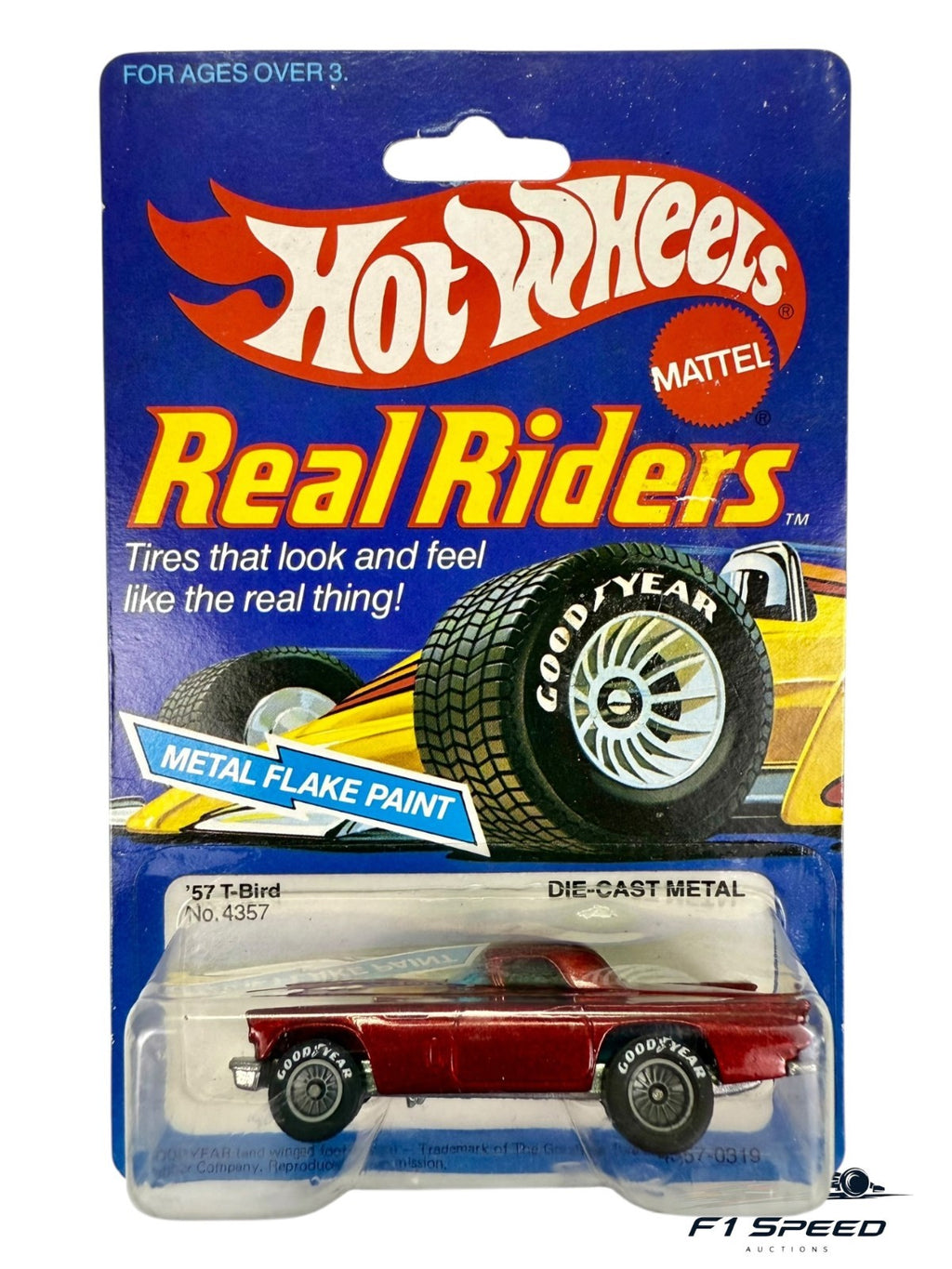 🔥🔥Hot Wheels Real Riders '57 T-Bird Ford Thunderbird Red/Gray Hubs H35🔥🔥