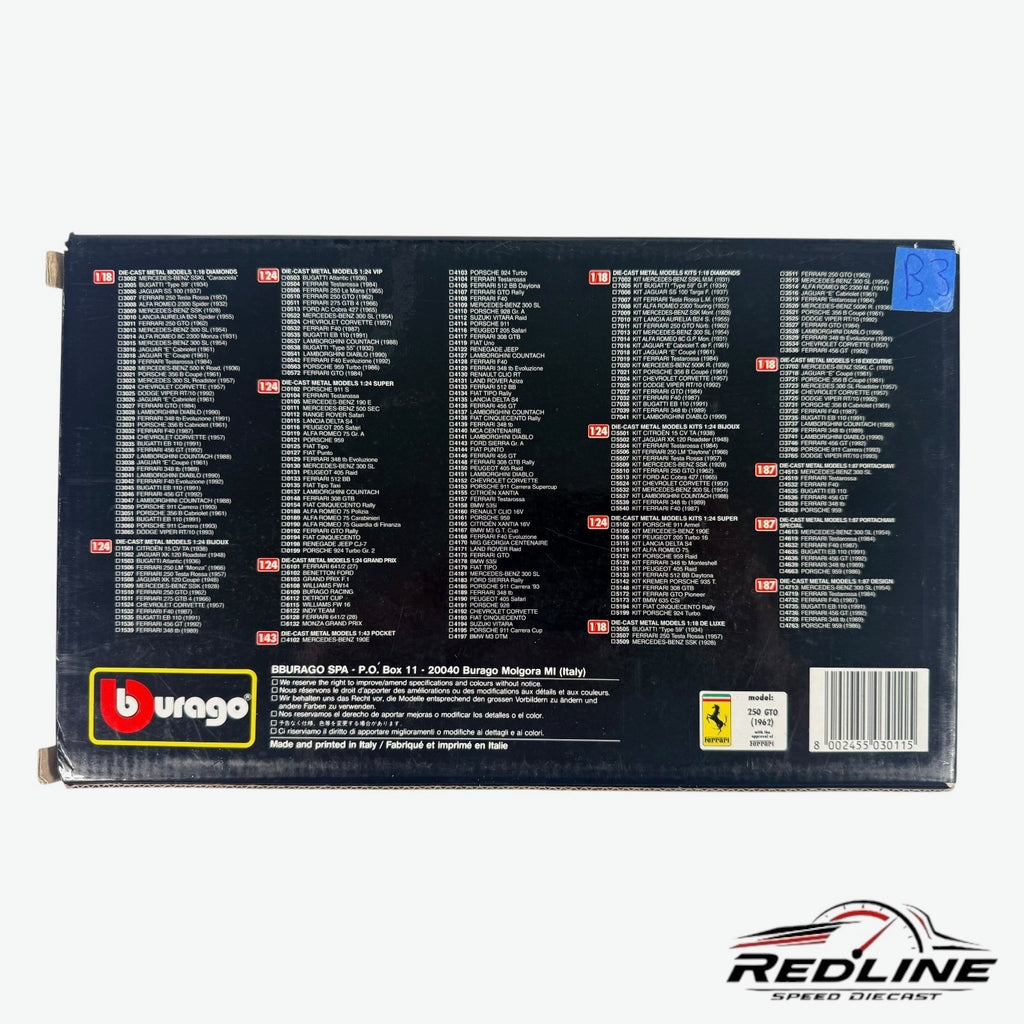 🇮🇹🇮🇹Bburago Diamonds 1/18 1962 Ferrari 250 GTO #19 Red B3🇮🇹🇮🇹