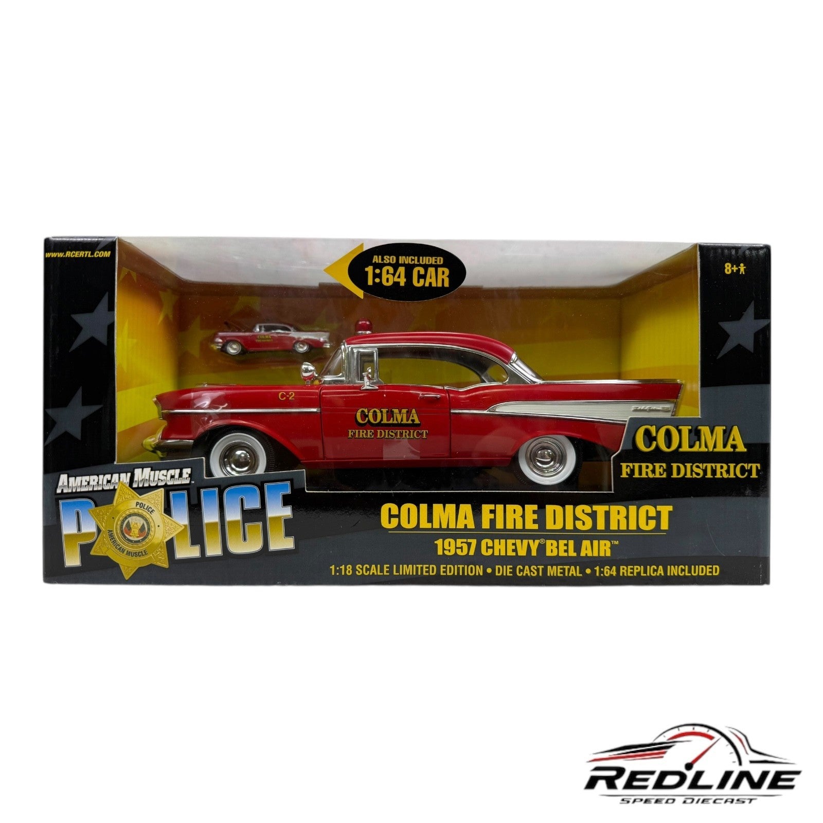 🔥🔥American Muscle Police Colma Fire District 1957 Chevy Bel Air 1:18 C3🔥🔥