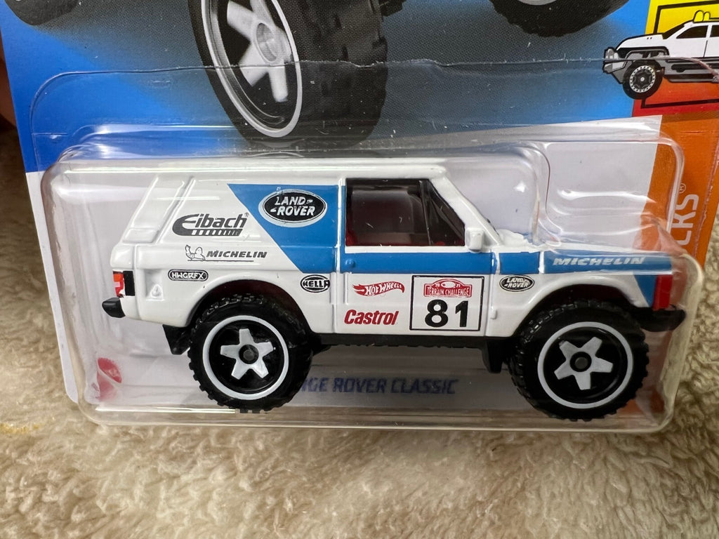 🔥🔥🔥Hotwheels Range Rover Classic Blue & White HW Hot Trucks HW18🔥🔥🔥