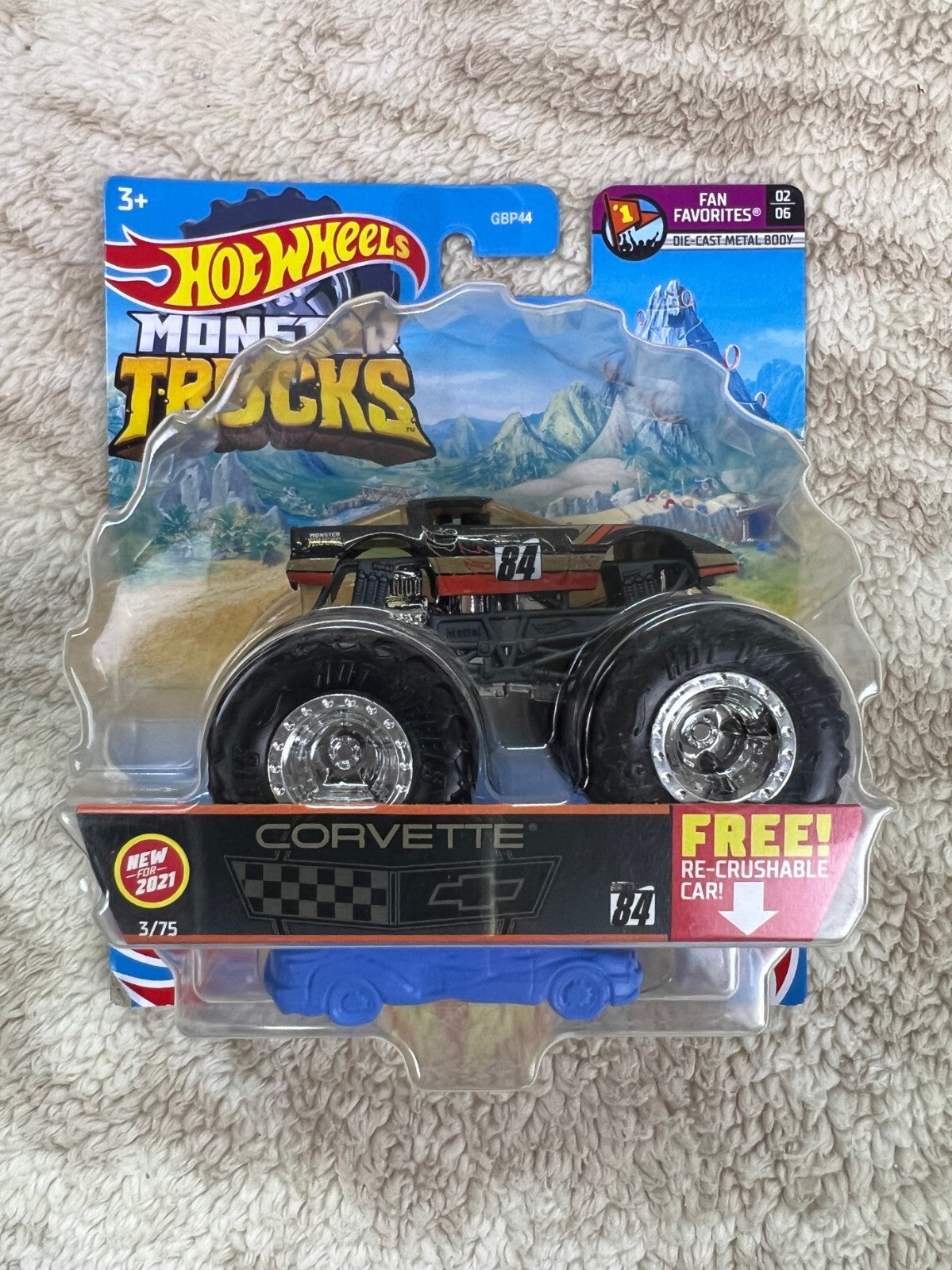 🔥🔥🔥Hot Wheels  Monster Trucks Fan Favorites #2/6 Corvette #GTH58  S-8🔥🔥🔥