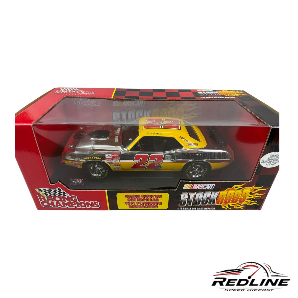 🔥Racing Champions Ward Burton Caterpillar1971 Plymouth Barracuda CHASE 1:18 B3
