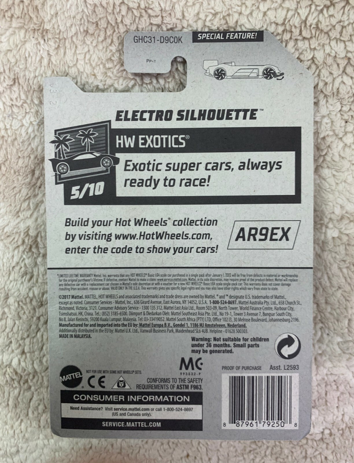Hot Wheels - 2020 HW Exotics 5/10 Electro Silhouette 181/250 Silver/Blue HW05