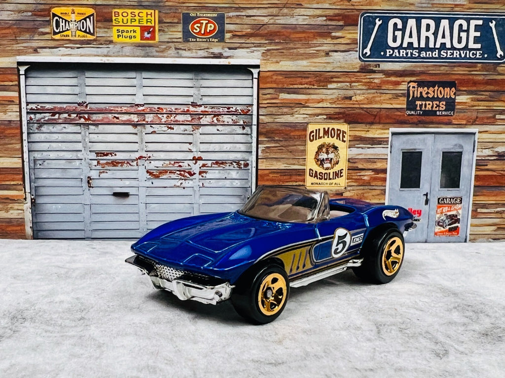 🔥🔥🔥Hot Wheels '65 Corvette Jones Racing #5 1999 Blue C17🔥🔥🔥