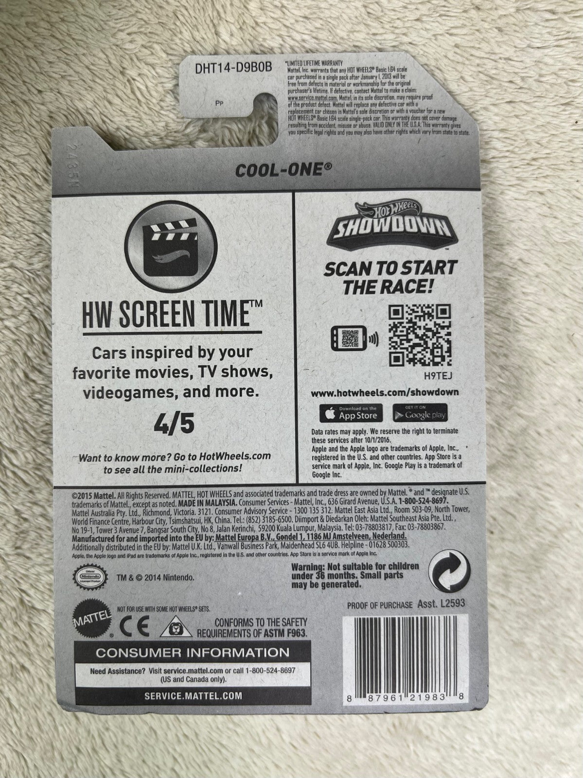 🔥🔥Hot Wheels Screen Time  Cool-One Super Mario Exclusive Snowflake Card HW12🔥