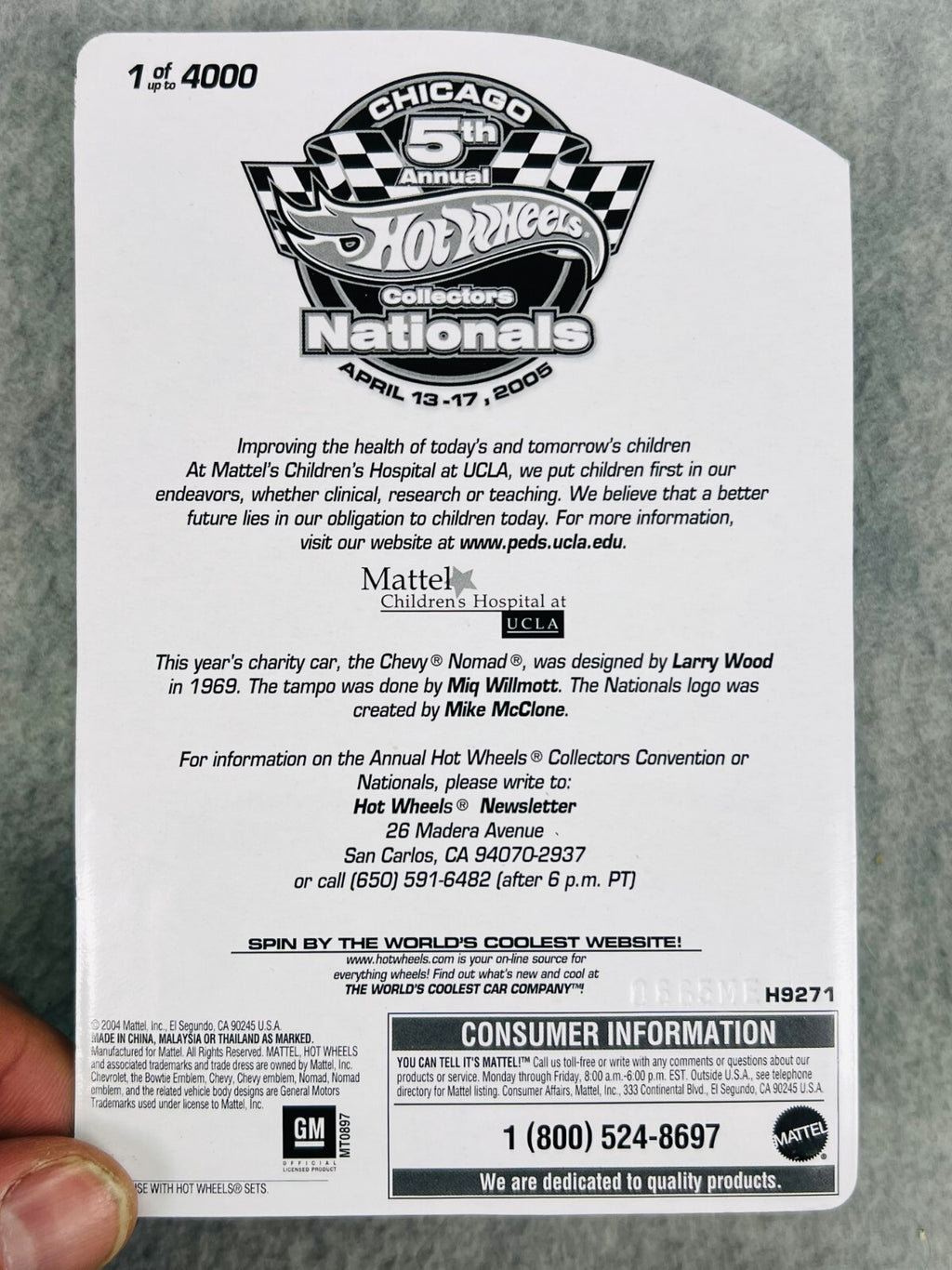 🇺🇸🇺🇸Hot Wheels 2005 5th Collectors Nationals Chevy Nomad H28🇺🇸🇺🇸