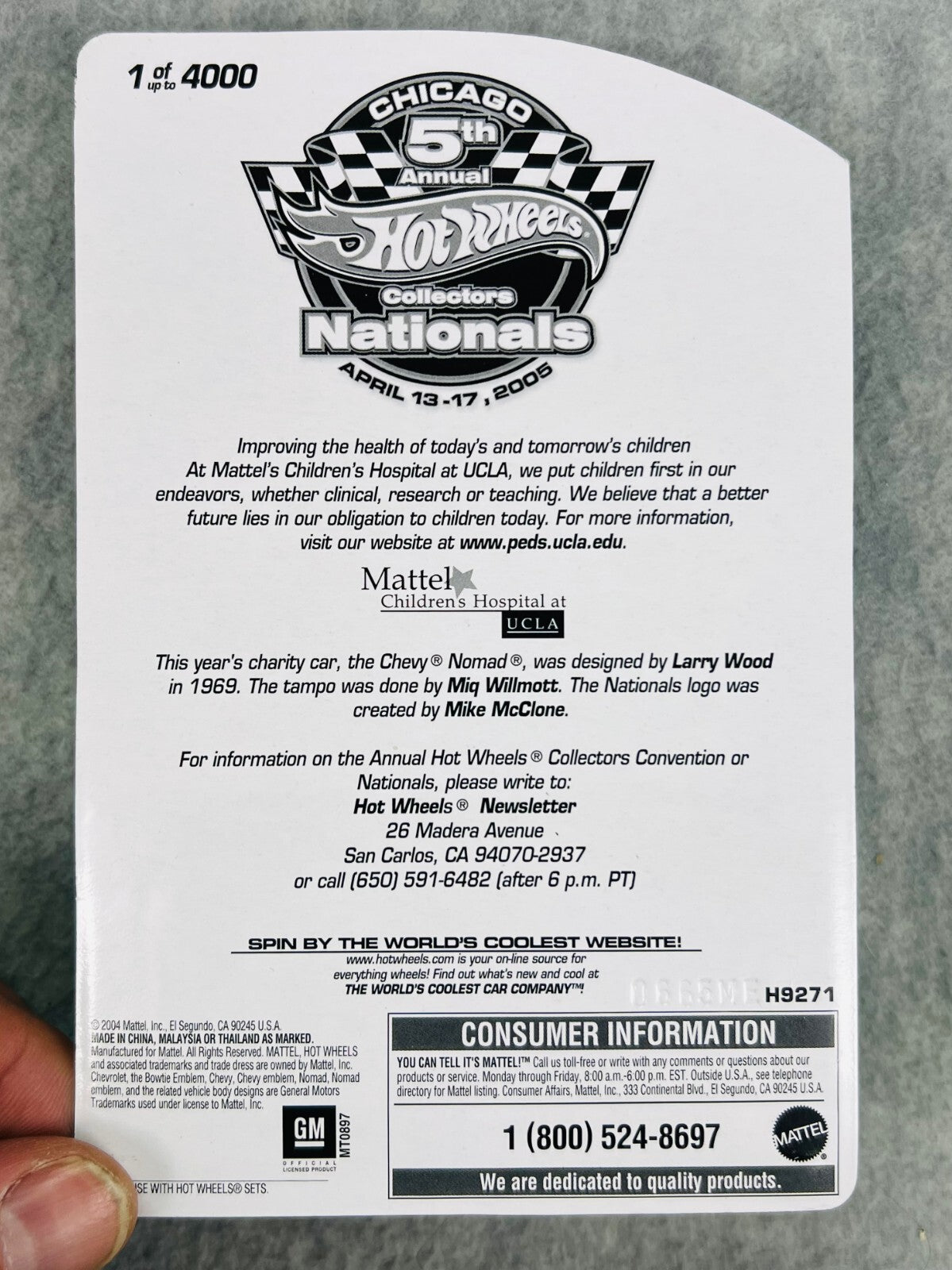 🇺🇸🇺🇸Hot Wheels 2005 5th Collectors Nationals Chevy Nomad H28🇺🇸🇺🇸