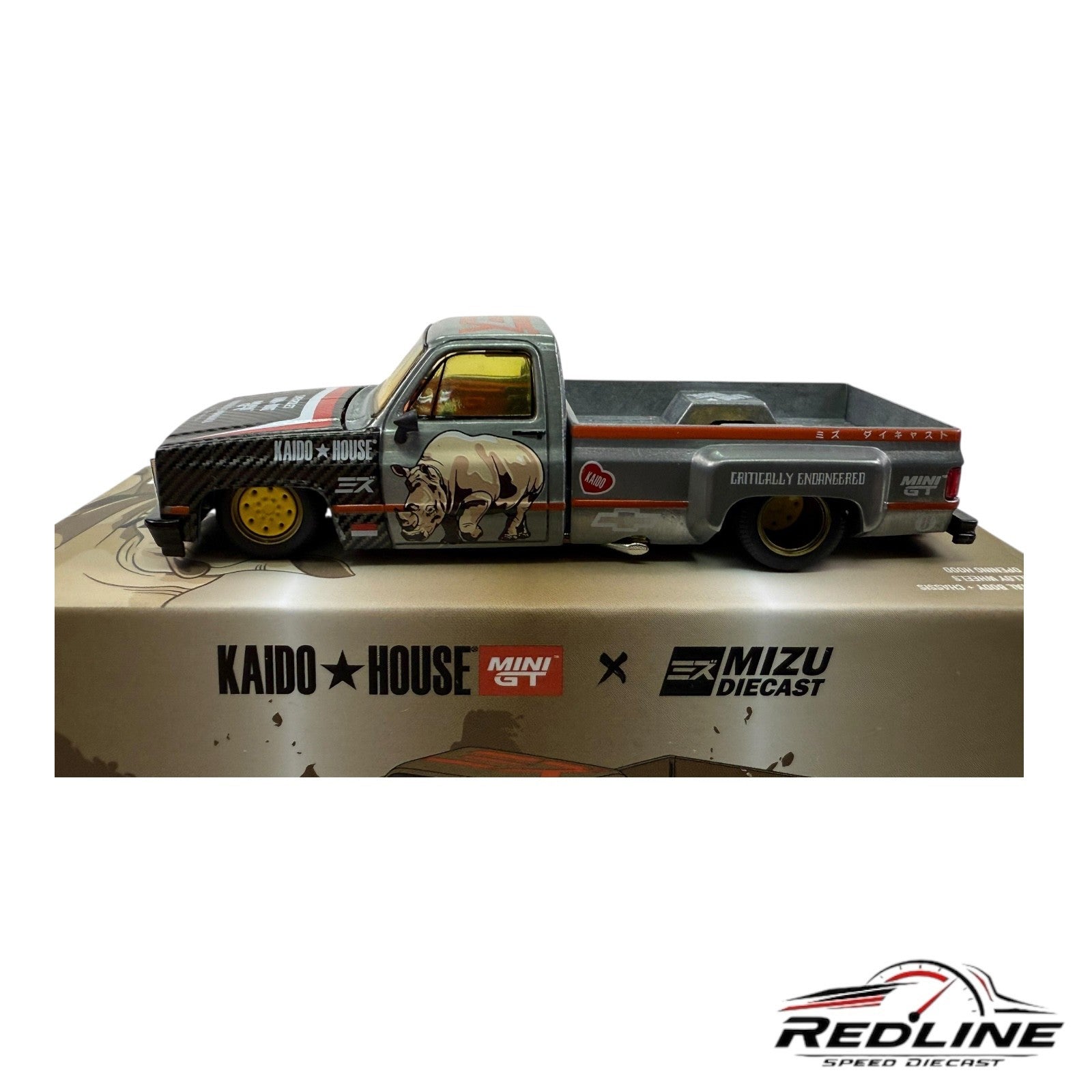 🇺🇸Kaido House x Mizu Diecast Chevy Silverado Sumatran Rhino #153 1:64 CHASE H1
