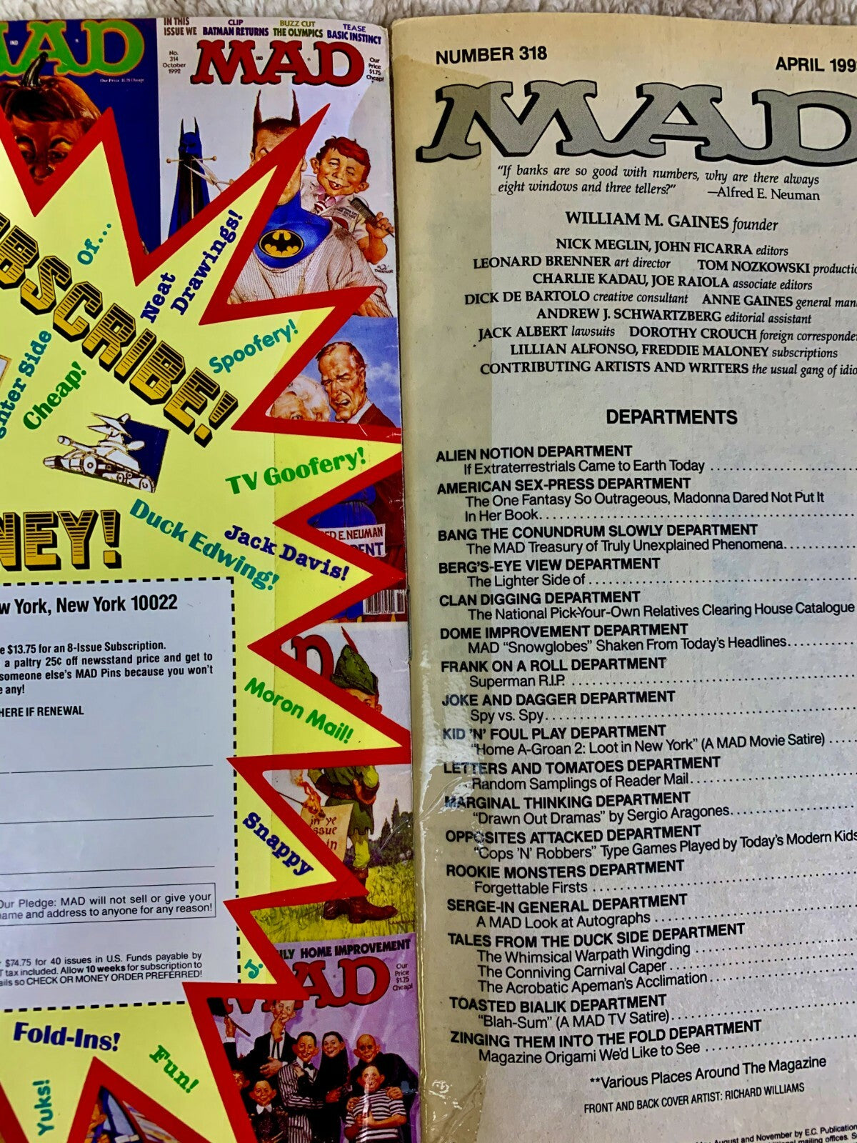 MAD MAGAZINE APR 93 #318 HOME ALONE 2, BLOSSOM, SUPERMAN RIP, EXTRA TERRESTRIALS